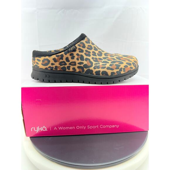 Ryka Steller Cheetah Womens Size 7.5 Wide Slip On Mule Shoes Comfort Clogs - Picture 6 of 11